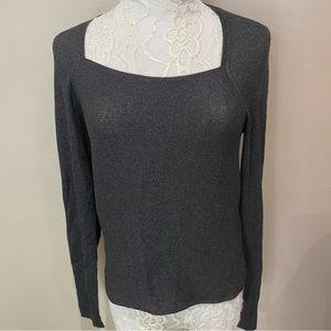 Anne Klein 2 Womens Black Shimmer Long Sleeve Blouse Size M